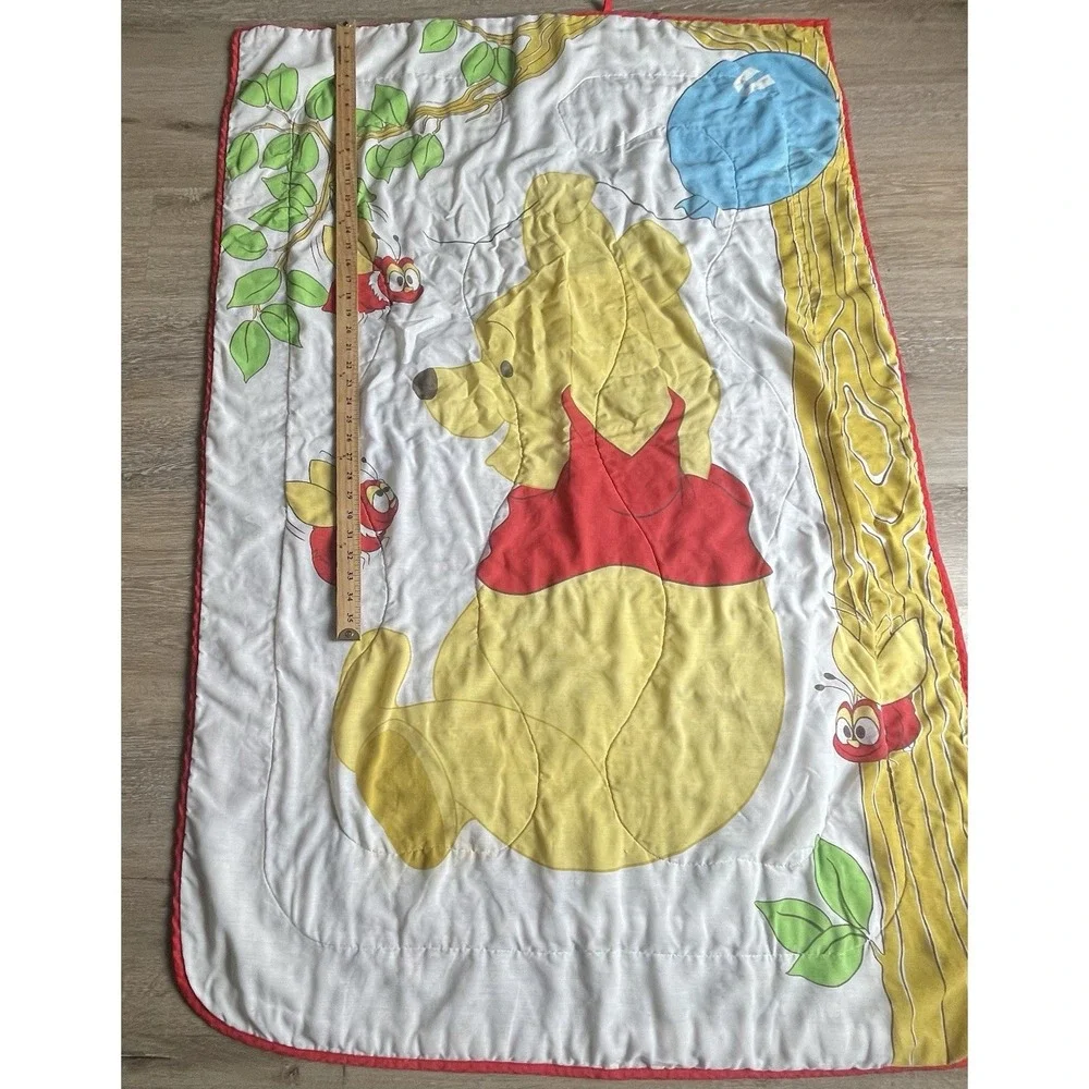 Vintage Disney Winnie the Pooh Quilted Baby Blanket Sears Roebuck Bees Floral